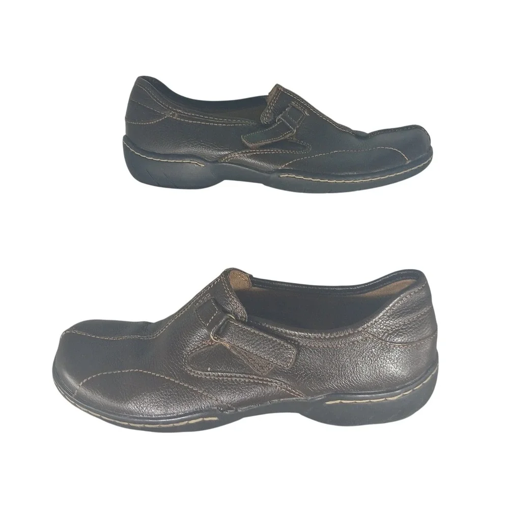 Dr Scholls Emily Brown Leather Slip On Loafer Shoes Women Size 7W